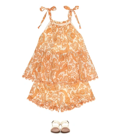 Shop Zimmermann Peggy Cotton Top In Orange