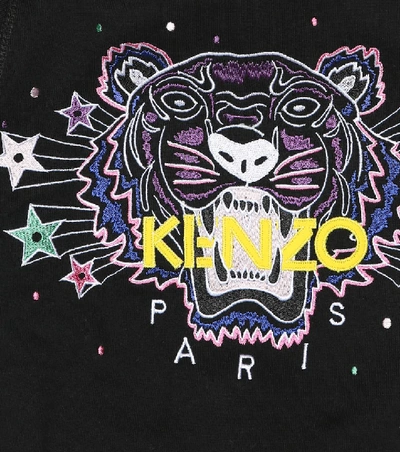 Shop Kenzo Tiger Logo Cotton-blend Hoodie In Black