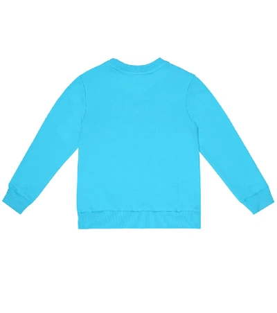 Shop Versace Embroidered Cotton Sweatshirt In Blue