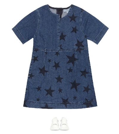 Shop Stella Mccartney Printed Denim Dress In Blue