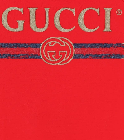 Shop Gucci Logo One-piece Swimsuit In Red