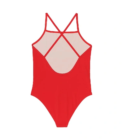 Shop Gucci Logo One-piece Swimsuit In Red