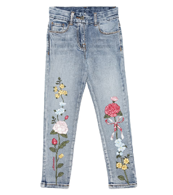 stretch embroidered jeans