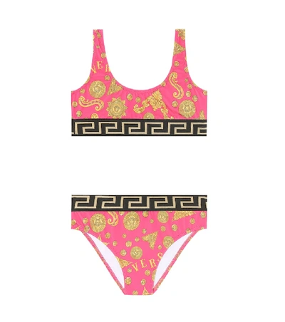 Shop Versace Printed Bikini In Pink