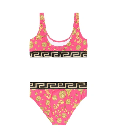 Shop Versace Printed Bikini In Pink