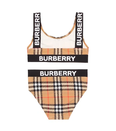 Shop Burberry Check Bikini In Brown