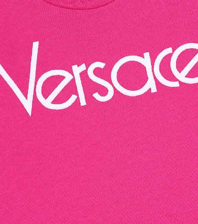 Shop Versace Logo Cotton T-shirt In Pink