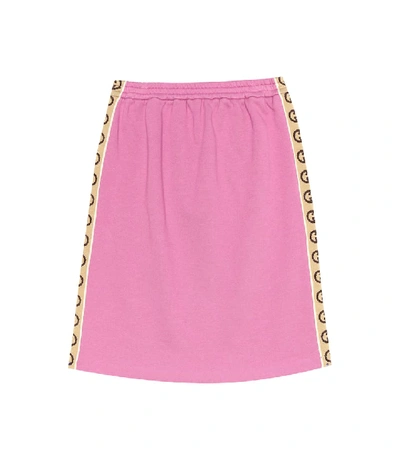 Shop Gucci Cotton-jersey Skirt In Pink