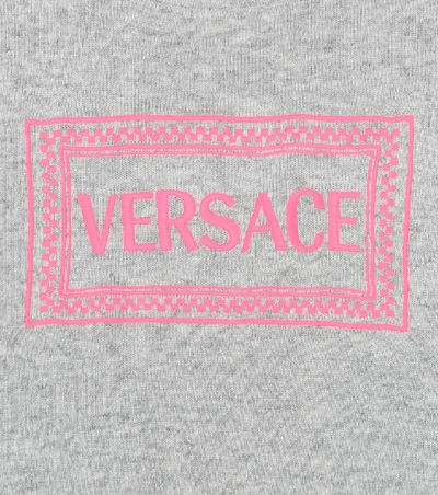 Shop Versace Logo Wool-blend Sweater Dress In Grey