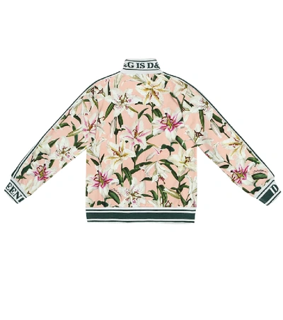 Shop Dolce & Gabbana Floral Stretch-cotton Track Jacket In Pink