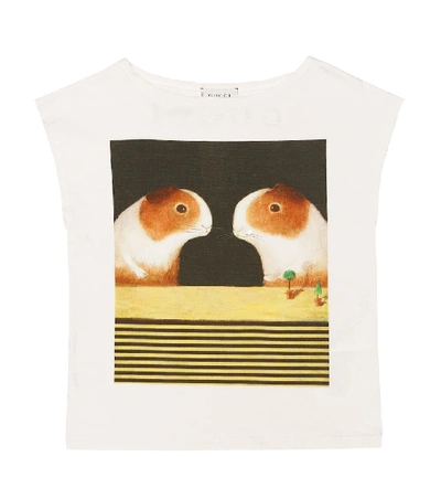 Shop Gucci Printed Cotton T-shirt In White