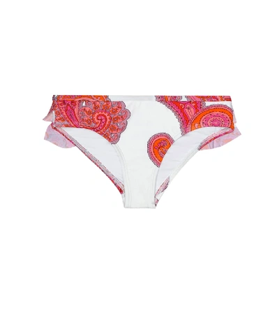 Shop Zimmermann Peggy Paisley-print Bikini Bottoms In Pink