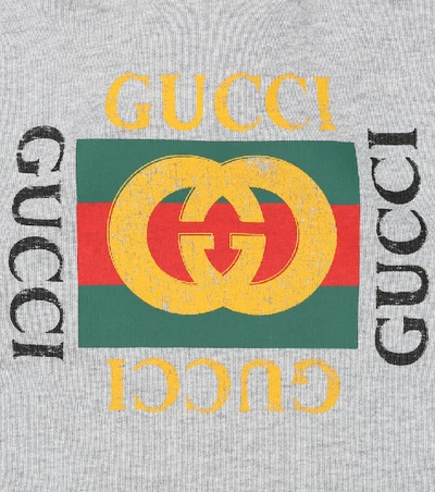 Shop Gucci Logo Cotton Hoodie Dress In Grey