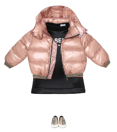 Shop Burberry Quilted Puffer Jacket In Pink