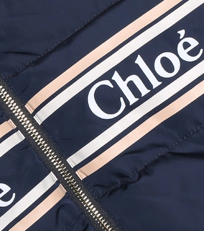 Shop Chloé Logo Hooded Jacket In Blue