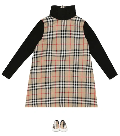 Shop Burberry Vintage Check Wool Dress In Beige