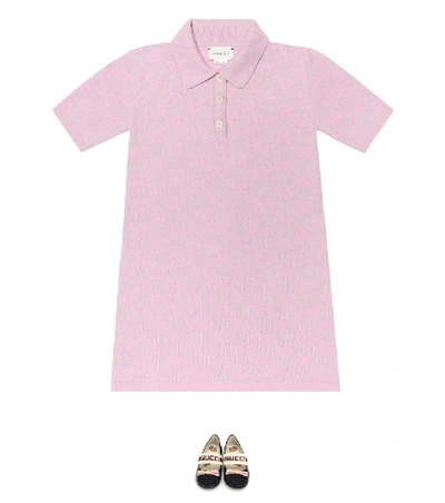 Shop Gucci Gg Metallic Wool-blend Dress In Pink