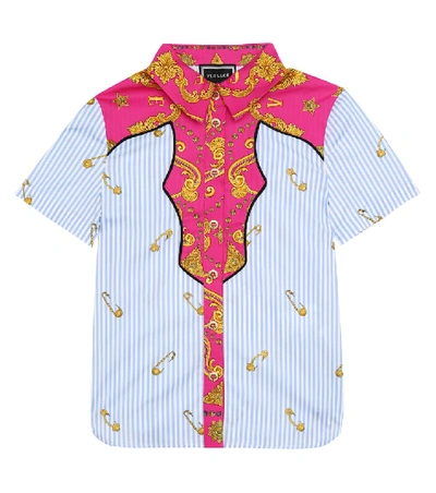 Shop Versace Printed Stretch-cotton Shirt In Multicoloured