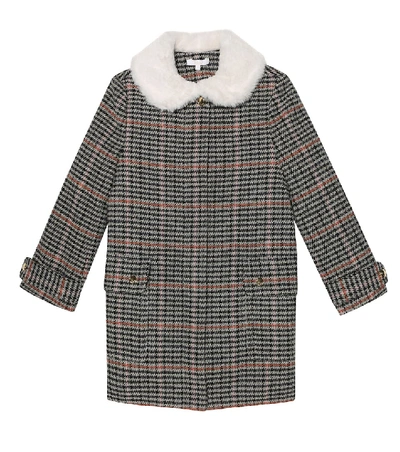 Shop Chloé Check Coat In Grey