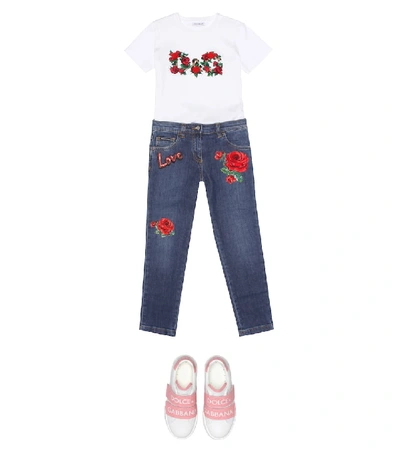 Shop Dolce & Gabbana Embellished Jeans In Blue