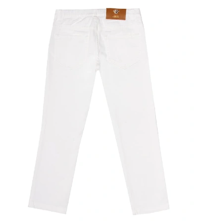 Shop Versace Straight Stretch-cotton Jeans In White