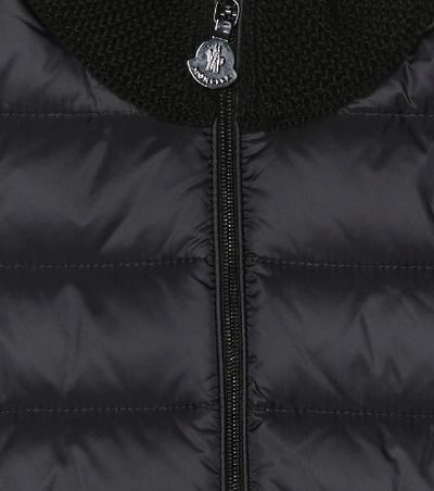 Shop Moncler Quilted Down And Wool Jacket In Black