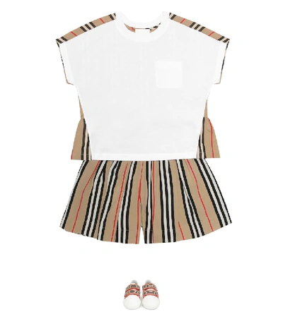 Shop Burberry Icon Stripe Cotton T-shirt In Multicoloured