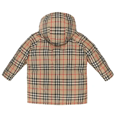 Shop Burberry Jamir Vintage Check Hooded Coat In Beige