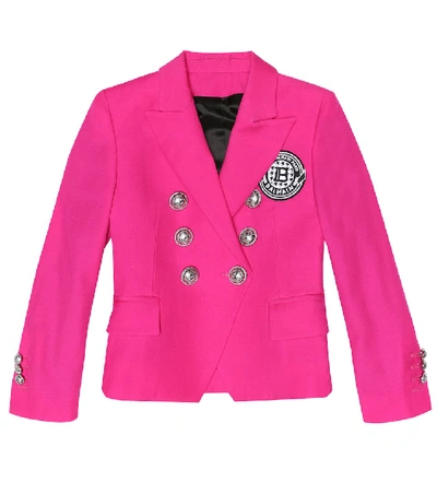 Shop Balmain Wool Blazer In Pink