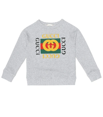 Shop Gucci Printed Cotton Sweatshirt In Grey