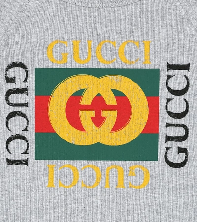 Shop Gucci Printed Cotton Sweatshirt In Grey