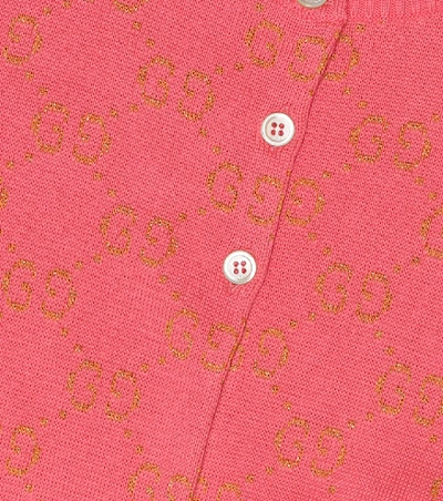Shop Gucci Gg Metallic Cotton-blend Cardigan In Pink