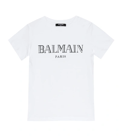 Shop Balmain Logo Cotton T-shirt In White