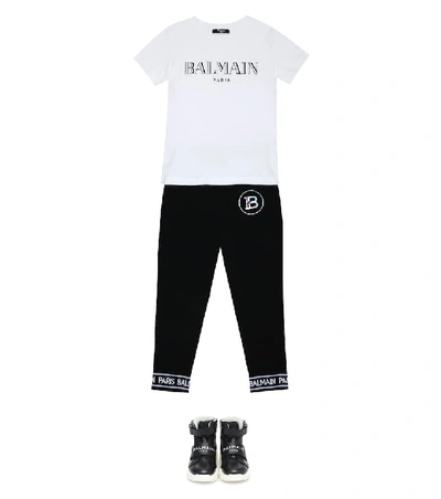 Shop Balmain Logo Cotton T-shirt In White