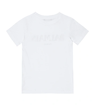 Shop Balmain Logo Cotton T-shirt In White