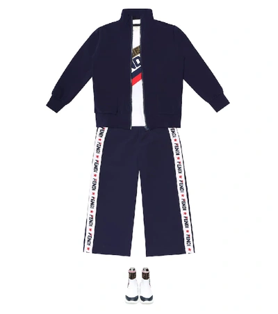 Shop Fendi Mania Neoprene Trackpants In Blue