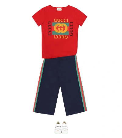 Shop Gucci Jersey Trackpants In Blue