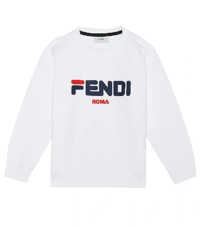 Shop Fendi Mania Cotton Sweatshirt In White