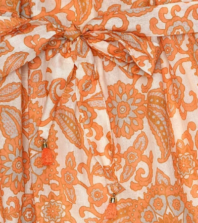 Shop Zimmermann Peggy Printed Cotton Dress In Orange