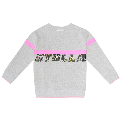 Shop Stella Mccartney Printed Cotton-blend Sweater In Grey