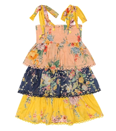 Shop Zimmermann Zinnia Floral Cotton Dress In Multicoloured