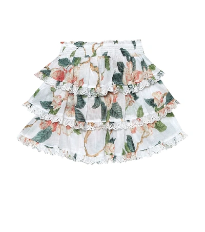 Shop Zimmermann Kirra Floral Cotton Skirt In White