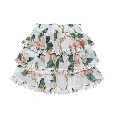 Shop Zimmermann Kirra Floral Cotton Skirt In White