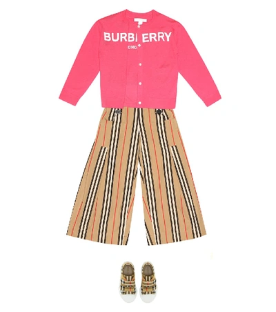Shop Burberry Cashmere Cardigan And Top Set In Pink