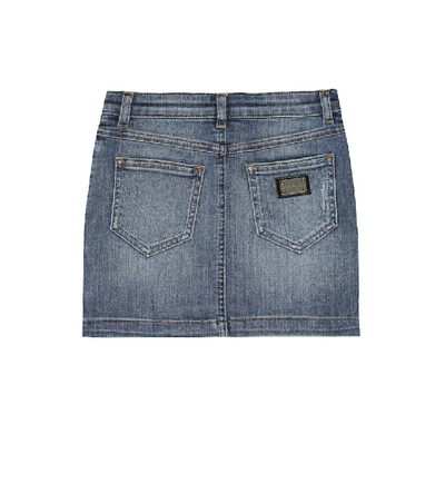 Shop Dolce & Gabbana Cotton-blend Denim Skirt In Blue