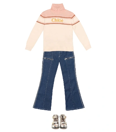 Shop Chloé Intarsia Cotton And Wool Sweater In Multicoloured
