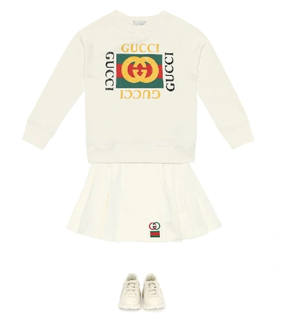 Shop Gucci Stretch-cotton Piqué Skirt In White
