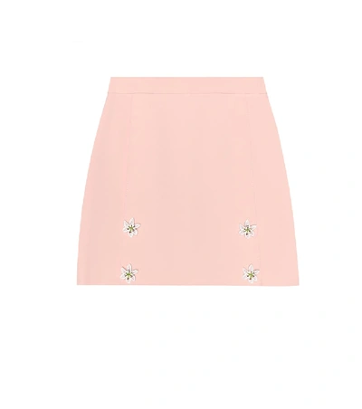 Shop Dolce & Gabbana Embellished Crêpe Skirt In Pink