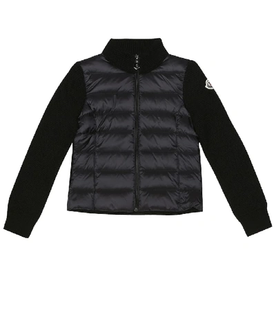 Shop Moncler Quilted Down And Wool Jacket In Black