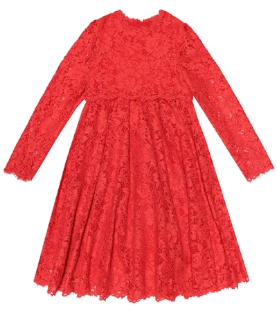 Shop Dolce & Gabbana Lace Dress In Red